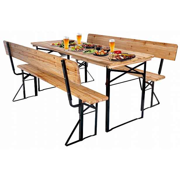 Zahradní set ocelovo-dřevěný Porter 170 cm stůl 2 lavice