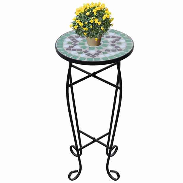 Mozaikový stolek na květiny keramika Dekorhome Zelená