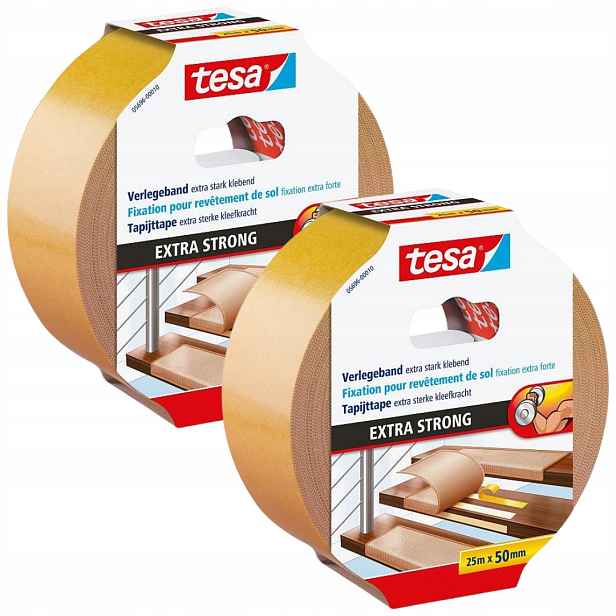 Oboustranná páska na koberce tesa extra strong 25 m x 50 mm extra silná x2