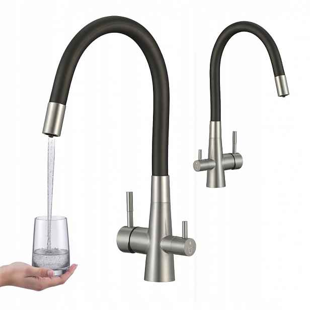 Kuchyňská Baterie S Připojením Vodního Filtru A Flexibilním Výtokem Z Nerezové Oceli