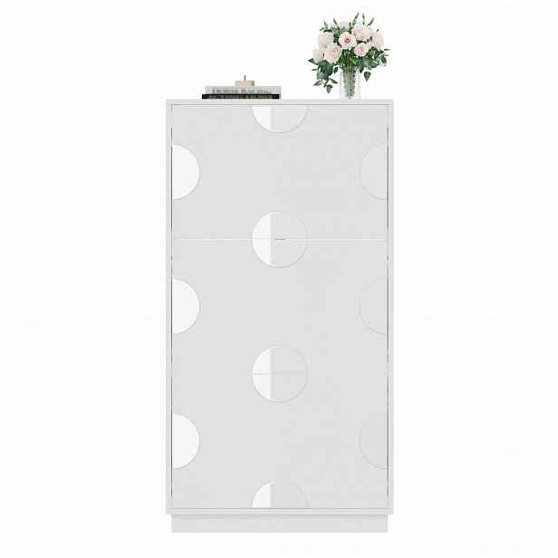 OKWISH BOTNÍK 63/24/120 cm bílý z MDF se zrcadlem a třemi výklopy