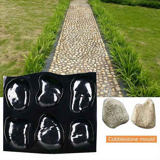 TEMU 1 ks Forma na oblázky, forma na betonové kameny, 6 velkých forem na říční kameny, stupně pro dekoraci zahradní chodníku, vhodné pro dvory,