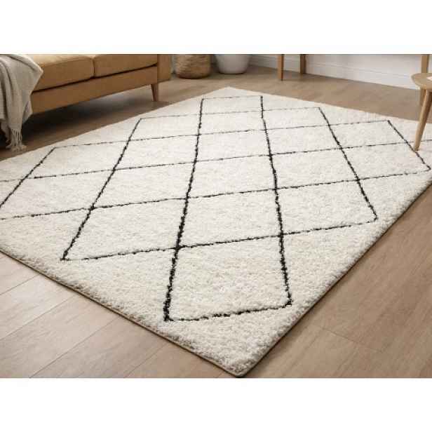Koberec Ideal Shaggy 120x170 cm, diamant krémový/černý