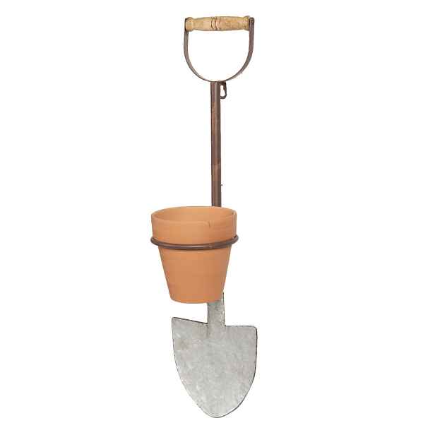 Květináč s držákem ve tvaru rýče - 17*17*63 cm Clayre & Eef
