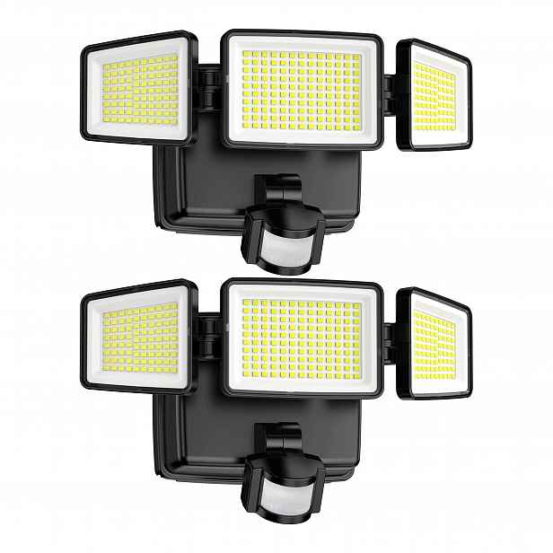 Led reflektor s pohybovým senzorem, venkovní lampa, 2 kusy, IP65, černá