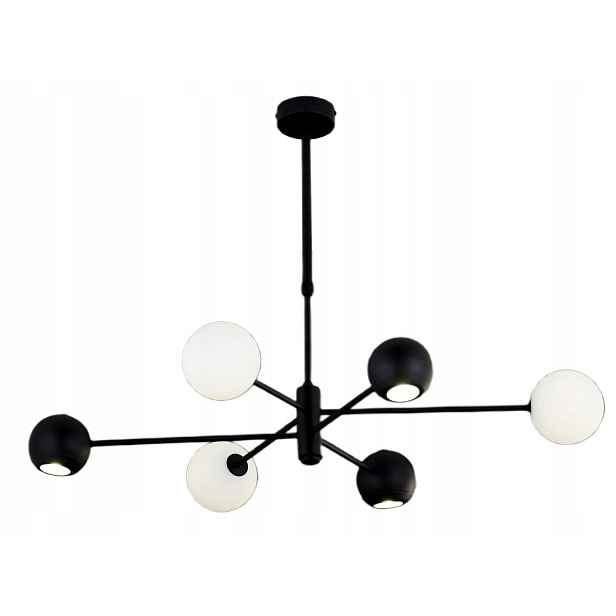 Lustr Moka Černý Bílý Skleněné Stínidla 3xG9 3xGU10 Závěsná lampa Pokoj