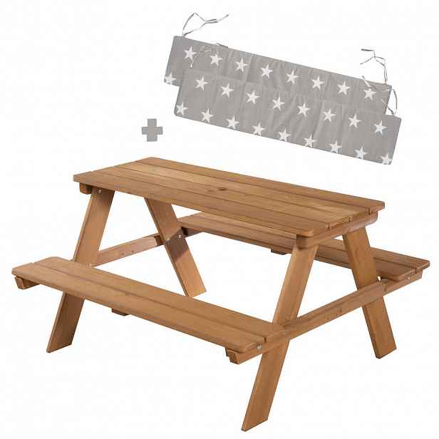 Roba DĚTSKÁ SEDACÍ SOUPRAVA OUTDOOR + teak s polštáři na lavici