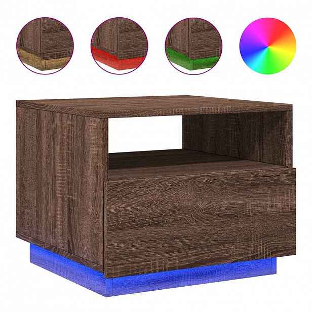 vidaXL Konferenční stolek s LED osvětlením hnědý dub 50 x 49 x 40 cm