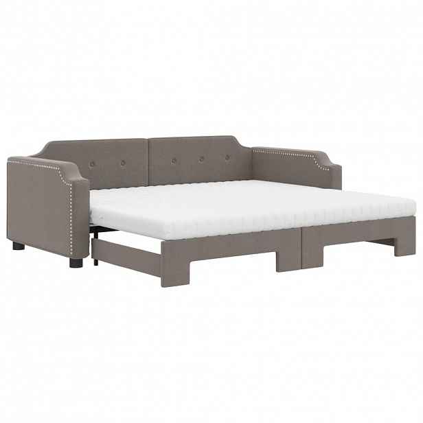vidaXL Válenda s přistýlkou a matracemi taupe 90 x 200 cm textil