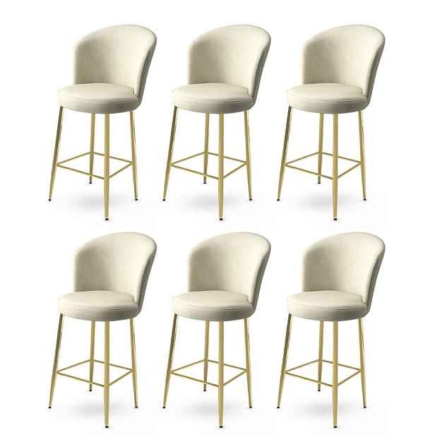 Bar Stool Set (6 Pieces) Alte - Cream, Gold