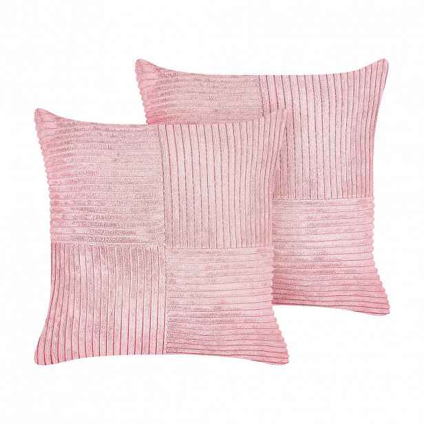 Beliani DEKORATIVNÍ POLŠTÁŘ CORD sada 2 ks Růžový 43/43 cm Millet