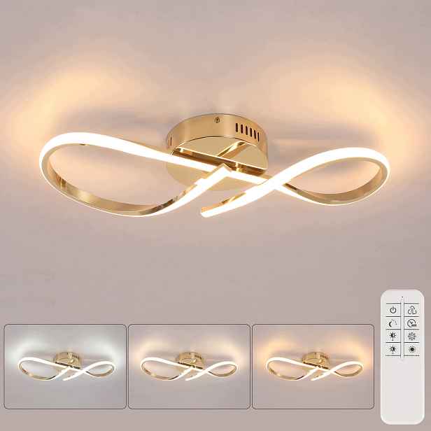 Stropní svítidlo Led závěsné zlaté moderní stmívatelné dálkové ovládání 24W