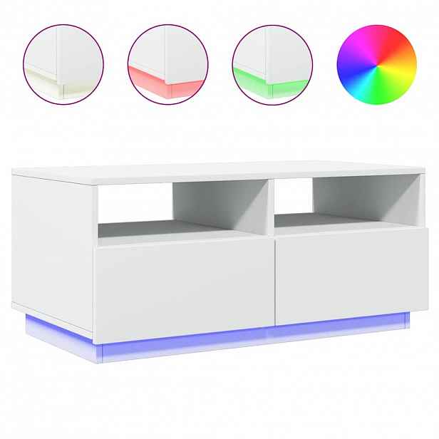 vidaXL Konferenční stolek s LED osvětlením bílý 90 x 49 x 40 cm