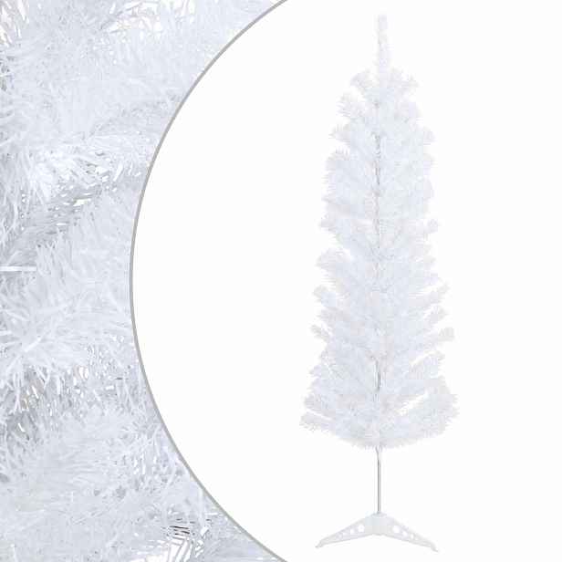 vidaXL Umělý štíhlý vánoční strom 120 cm PVC a ocel Bílá