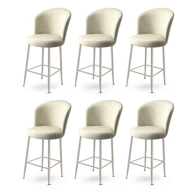 Bar Stool Set (6 Pieces) Alte - Cream, Chrome