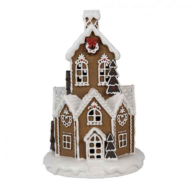 Hnědá svítící perníková chaloupka Gingerbread House - Ø 21*33 cm / 3*AAA Clayre & Eef