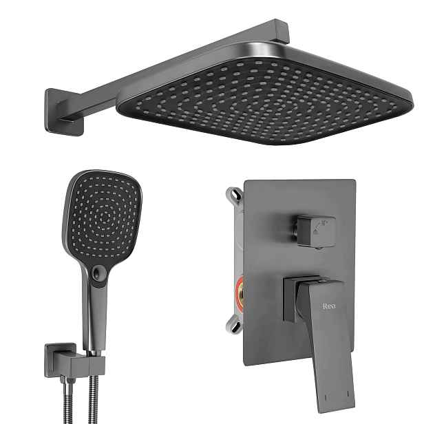 Sprchový Set Podomítková Titan Tmavě šedá Čtvercová Box Stylová Joe