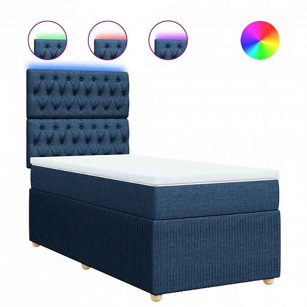 vidaXL Box spring postel s matrací modrá 80x200 cm textil