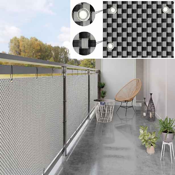 Balkonová ratanová zástěna s očky PORI výška 90 cm, 100 cm - cena za 1 běžný metr černá/šedá MyBestHome Rozměr: výška 100 cm