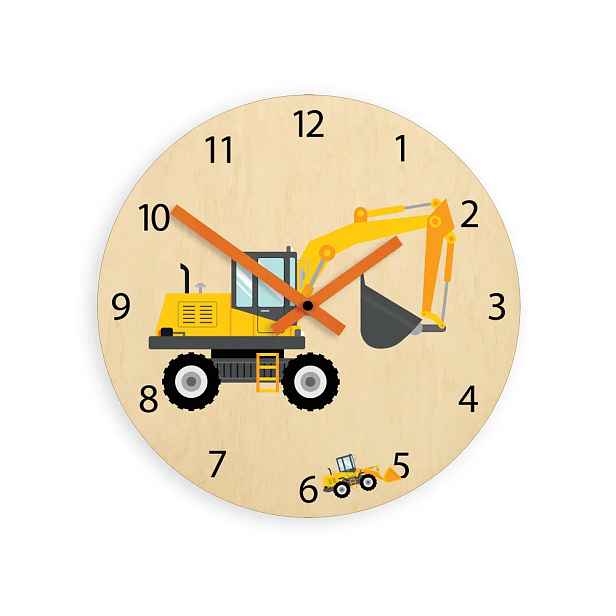 ModernClock Dětské nástěnné hodiny Ami Bagr 30 cm vícebarevné