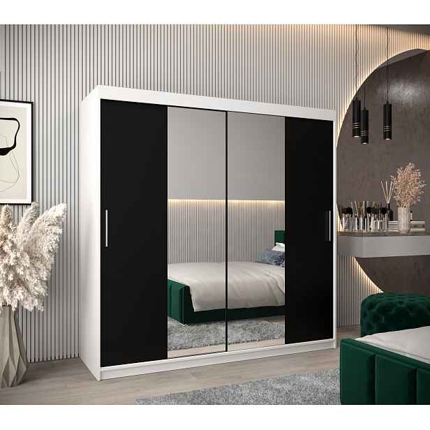 Šatní skříň Abi T1 Barva korpusu: Bílá, Rozměry: 200 cm, Dveře: Černá