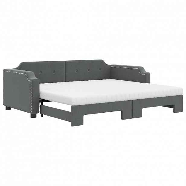 vidaXL Válenda s přistýlkou a matracemi tmavě šedá 100 x 200 cm textil