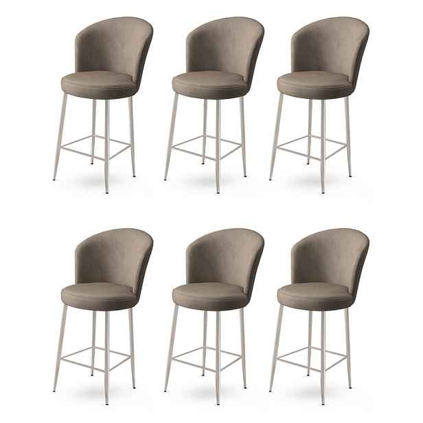 Bar Stool Set (6 Pieces) Alte - Cappuccino, Chrome