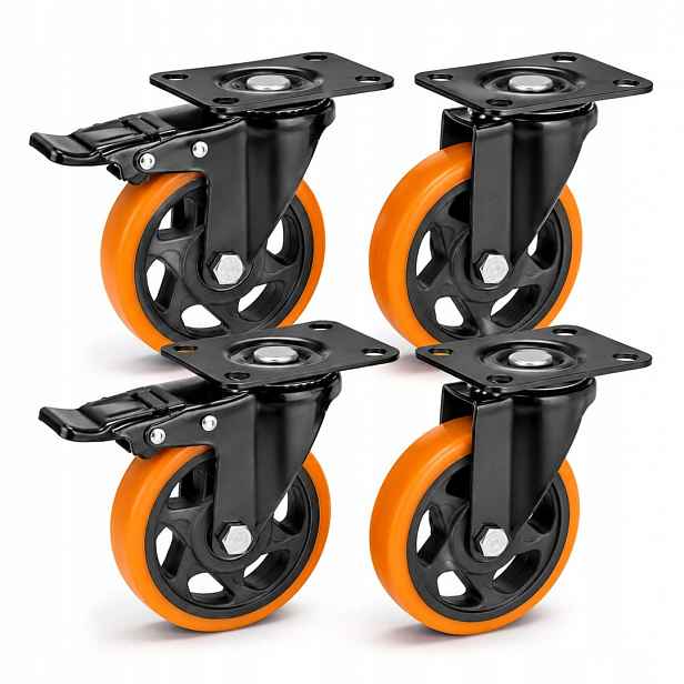 Pojízdný set 4 koleček Orton pro nábytek 500 kg