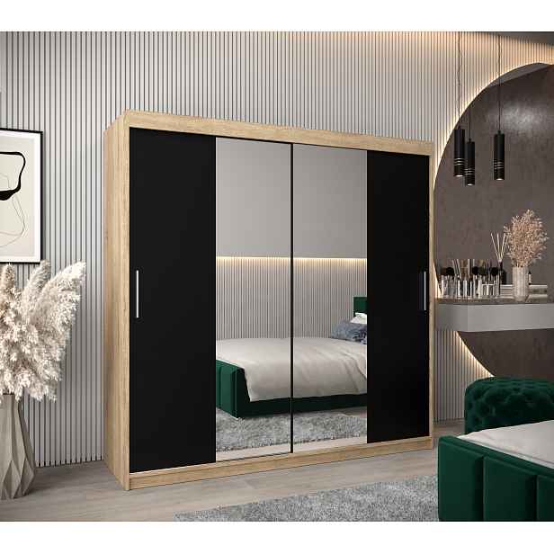 Šatní skříň Abi T1 Barva korpusu: Dub Sonoma, Rozměry: 200 cm, Dveře: Černá