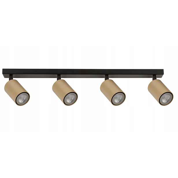 Stropní svítidlo moderní černá zlatá 4 reflektory podlouhlá 60 cm Sigma