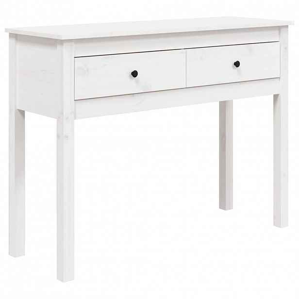 vidaXL Konzolový stolek bílý 100 x 35 x 75 cm masivní borové dřevo