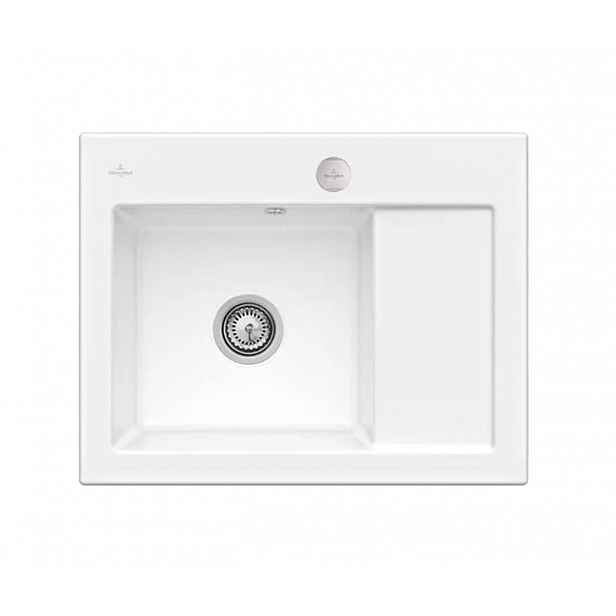 Villeroy & Boch Subway 45 - Keramický dřez 65x51 cm, excentrické ovládání, CeramicPlus, Snow White 331202KG