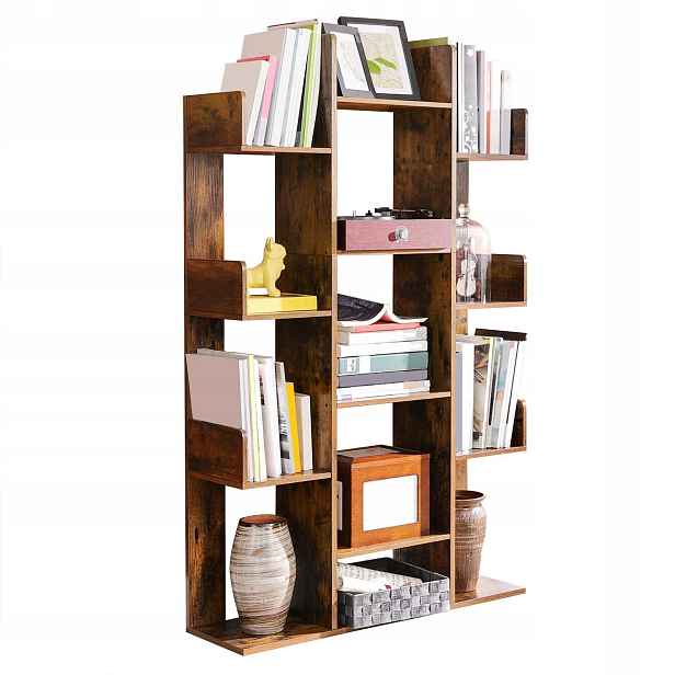 Volně Stojící Regál Do Obývacího Pokoje Loft, Velký, Hnědý, 140 CM