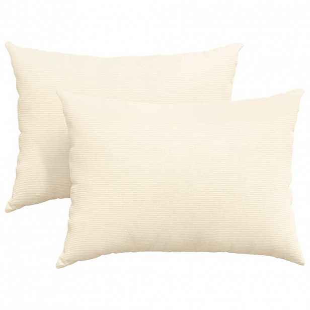 vidaXL Pohovkové polštáře 2 pcs Krémová 70 x 50 cm Žebrovaná látka