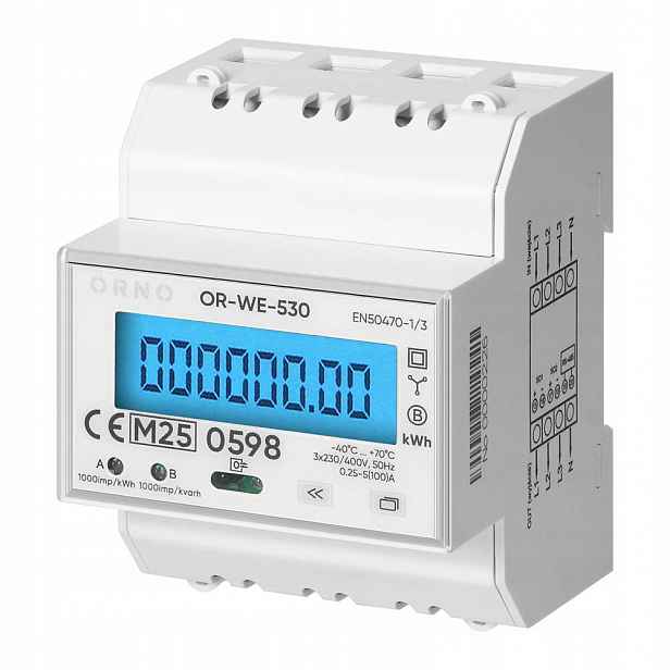 3-fázový elektroměr, 100A, RS-485, MID, vícetarifní Pv