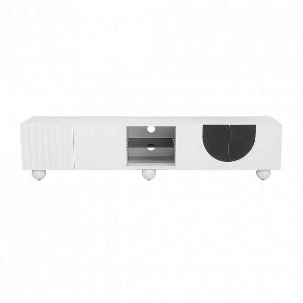 OKWISH TV stolek 180/40/41,5 cm bílý z MDF a dřevotřísky s push-to-open úložným prostorem