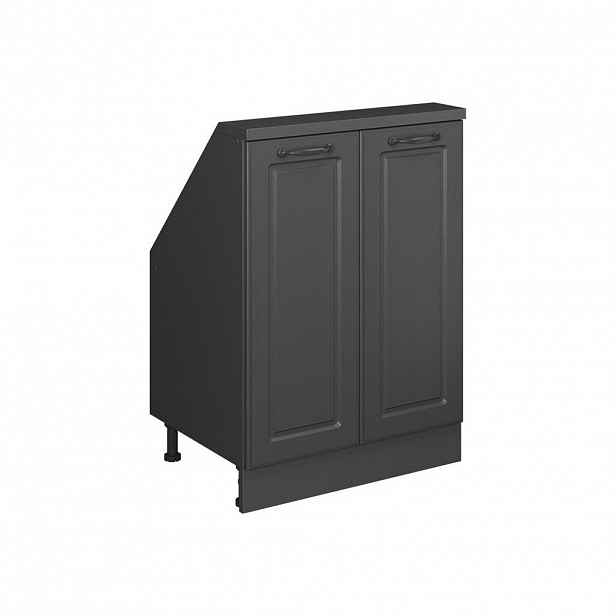 Vicco KUCHYŇSKÁ SKŘÍŇKA POD ŠIKMOU STŘECHU R-Line Antracitový venkovský dům 60 cm se 2 dvířky