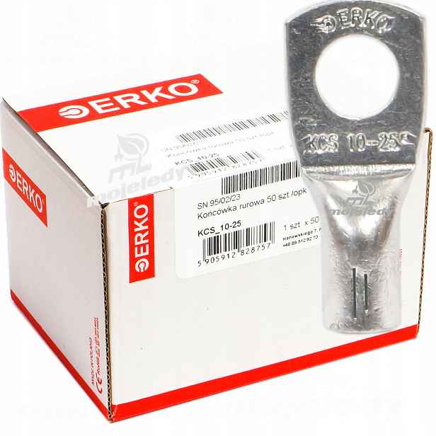 50 x Očková kabelová koncovka Cu 25 mm M10 Erko Kcs