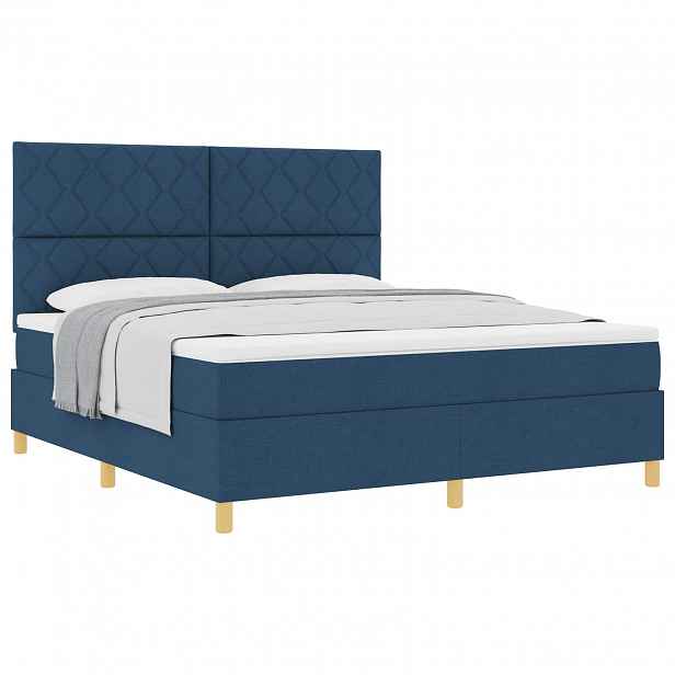vidaXL Postel s boxspringem s čelo Modrá 180 x 200 cm textil