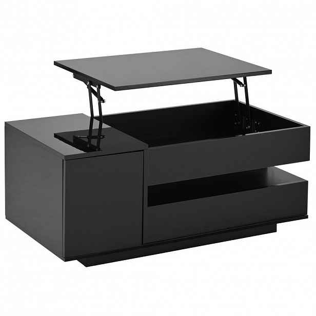 OKWISH KONFERENČNÍ stolek 95/50/40 cm černý z dřevotřísky s LED a výklopnou deskou