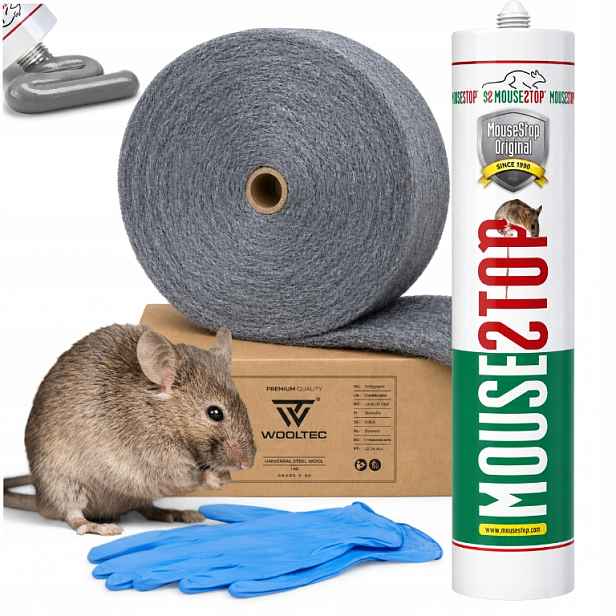 Sada proti myším Těsnící hmota Mousestop Ocelová vlna 1 kg