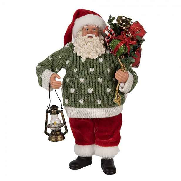 Vánoční dekorace taťka Santa Claus ve svetříku s dárky - 17*11*27 cm Clayre & Eef