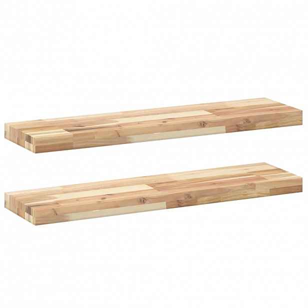 vidaXL Plovoucí police 2 ks 100 x 20 x 4 cm neošetřené akáciové dřevo