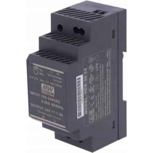 Kabelový napájecí zdroj 24V dc 30W na Din lištu, černý ZS-24/30 Tech Ovladače