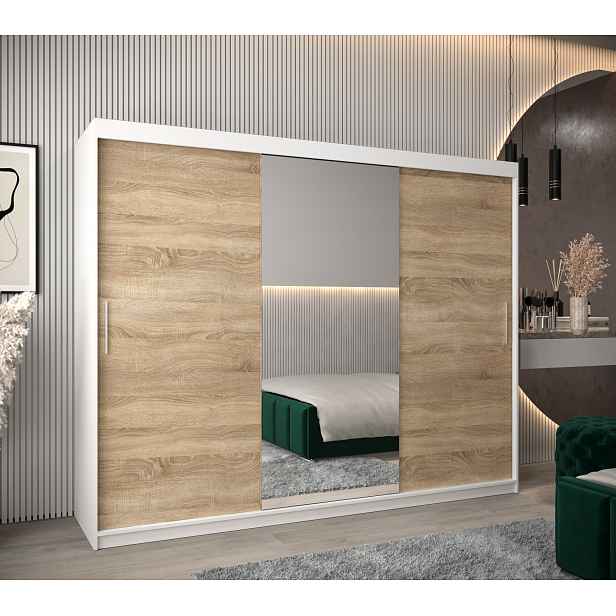 Šatní skříň Abi T1 Barva korpusu: Bílá, Rozměry: 250 cm, Dveře: Dub sonoma