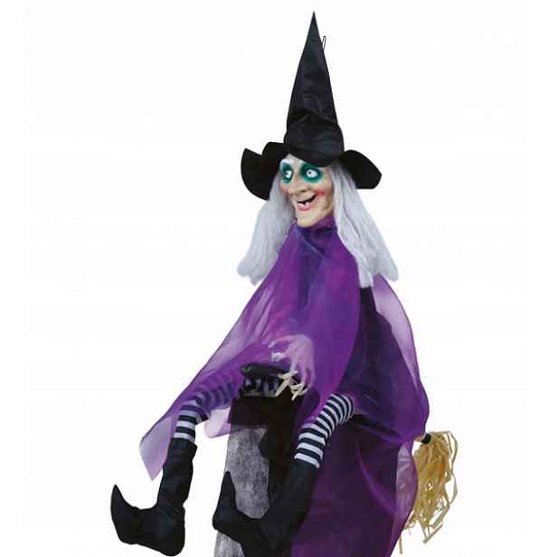 Závěsná Dekorace Čarodějnice 90 CM Zvuk Světlo Ozdoba Halloweenského Sálu