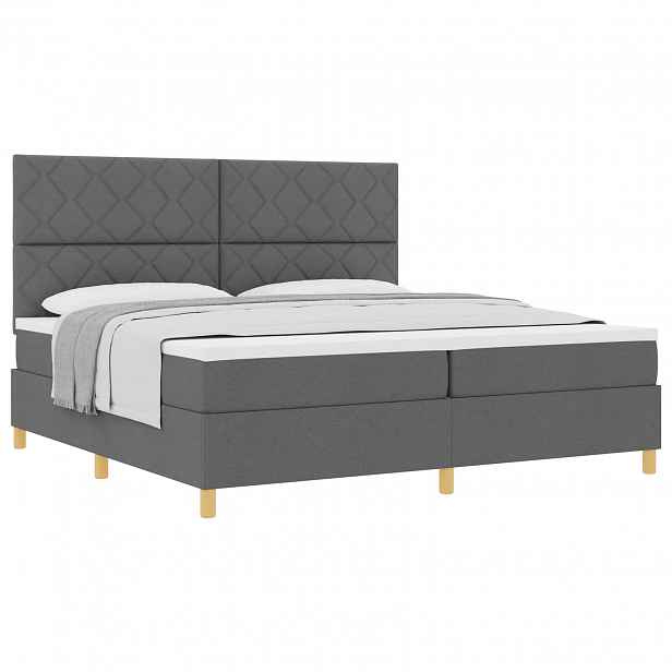 vidaXL Postel s boxspringem s matrací Tmavě šedá 200 x 200 cm textil