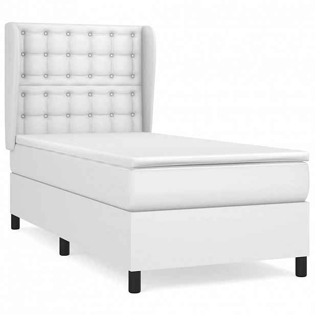 vidaXL Box spring postel s matrací bílá 90x190 cm umělá kůže