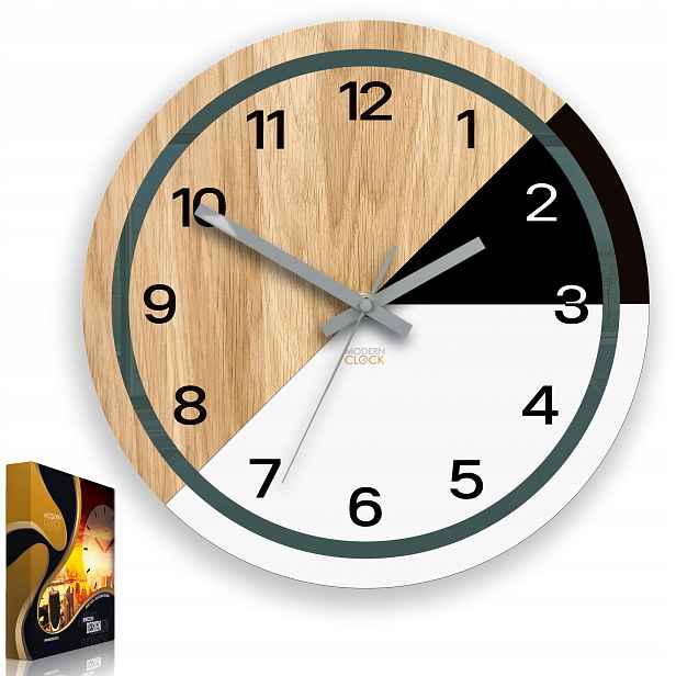 Dřevěný nástěnný hodinový stroj Lagos 33 cm, tichý mechanismus