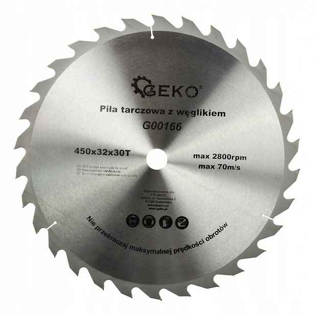 Pila kotoučová na dřevo Geko G00166 s vidlicí 450x32 mm 30T